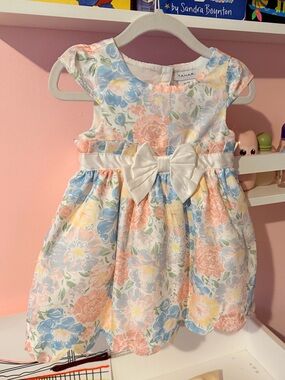 Tahari Pastel Floral Bow Party Dress